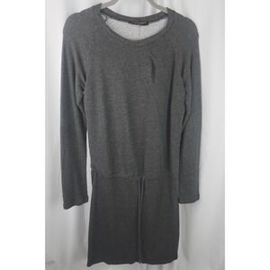 LA‎ Relaxed Charcoal Gray Long Sleeve Sweatshirt Dress XS USA Drawstring Hem